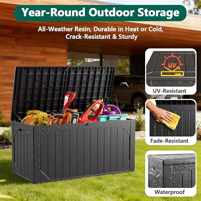 100 Gallon Outdoor Storage Box, Lockable Resin Deck Box - Image 5