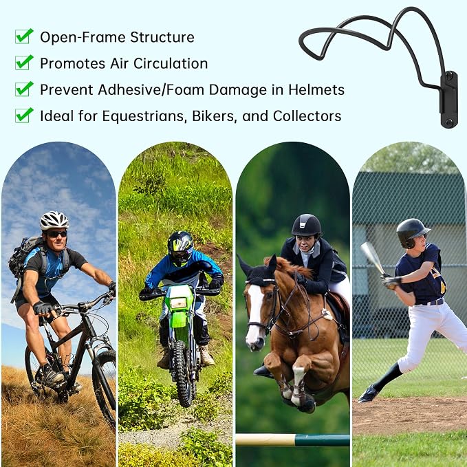 4-Pack Wall-Mounted Multi-Purpose Helmet Storage Display Rack - Image 7