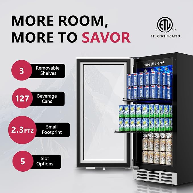 15'' Beverage Refrigerator Cooler - Image 2