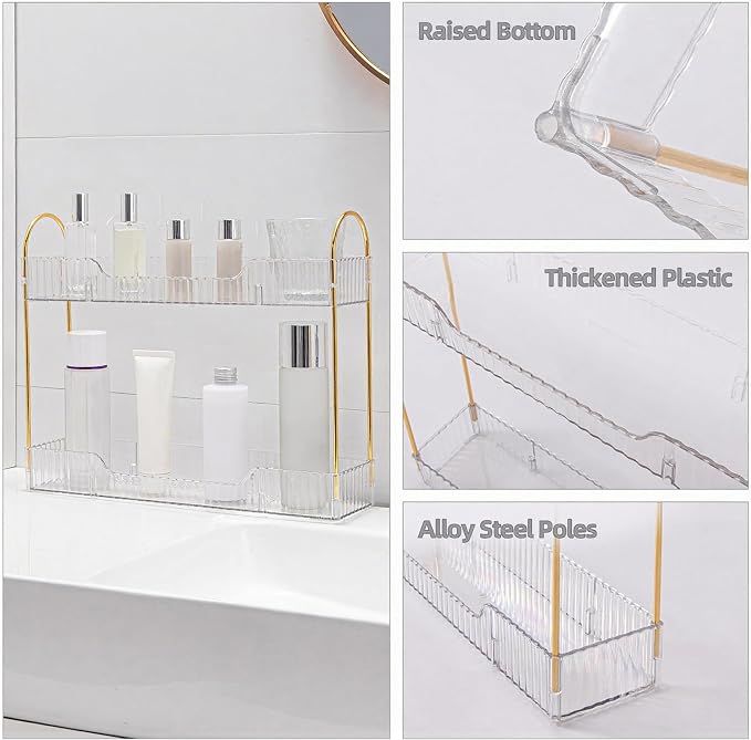 Bathroom Countertop Organizer, 2-Tier Slim Vanity Storage Rack - Image 8