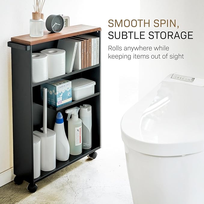 YAMAZAKI Home Slim Rolling Storage Cart – Narrow Bathroom Storage Cabinet - Image 5