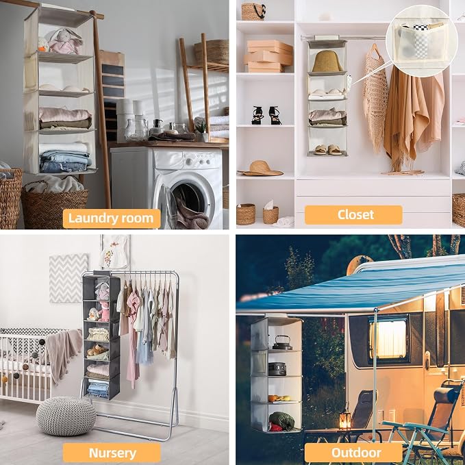 2 Packs Hanging Closet Organizer Storage, 6-Shelf Hanging Shelves Clothes - Image 6