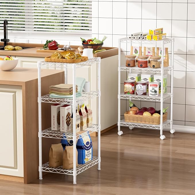 Small 4 Tier Shelves Storage Wire Shelving Unit Metal Shelf Adjustable - Image 2