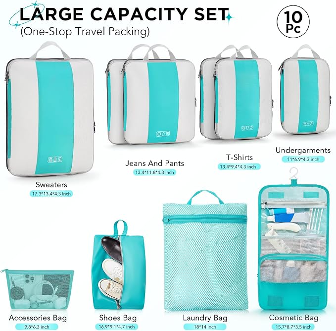 10 Set Compression Packing Cubes - Image 2