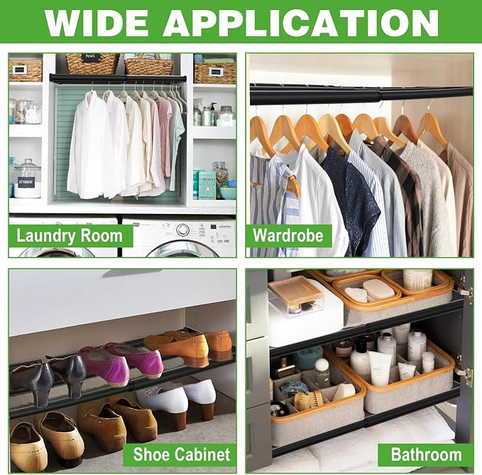 Expandable Closet Shelf, 16-53 Inches Metal Closet Rod Organizers and Storage - Image 8