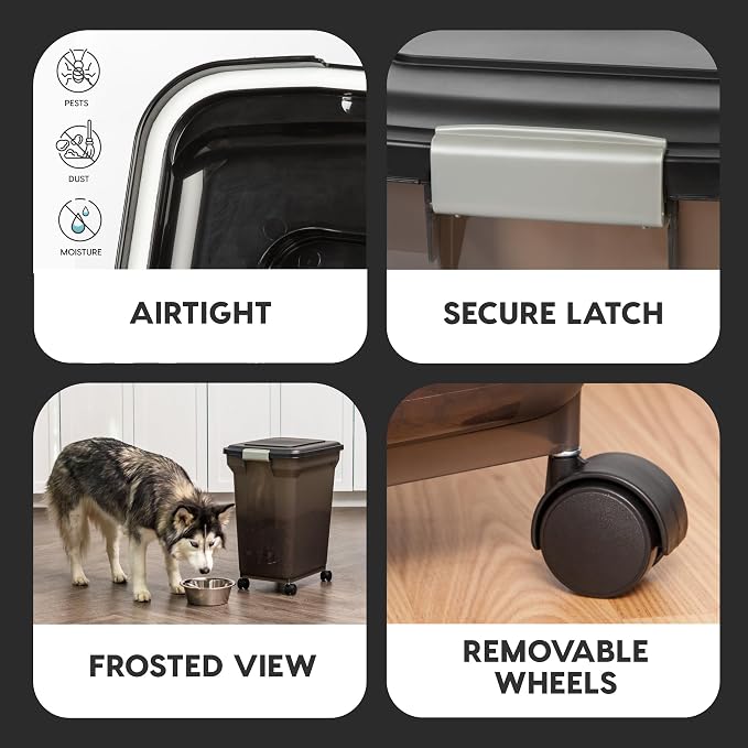 IRIS USA WeatherPro Airtight Dog Food Storage Container, Attachable Wheels - Image 4