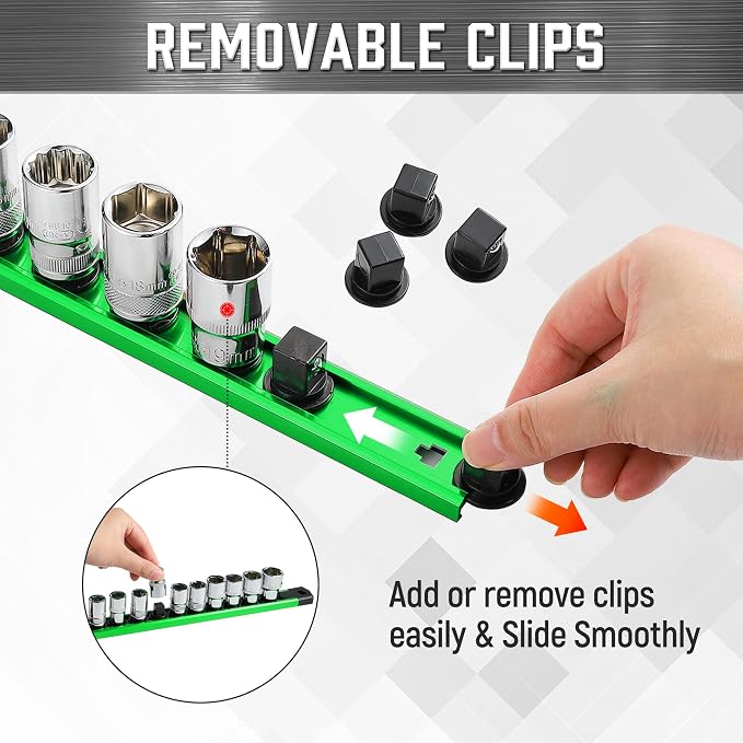 ALOANES 3-Piece Magnetic Socket Organizer, Heavy Duty Aluminum Rails - Image 4
