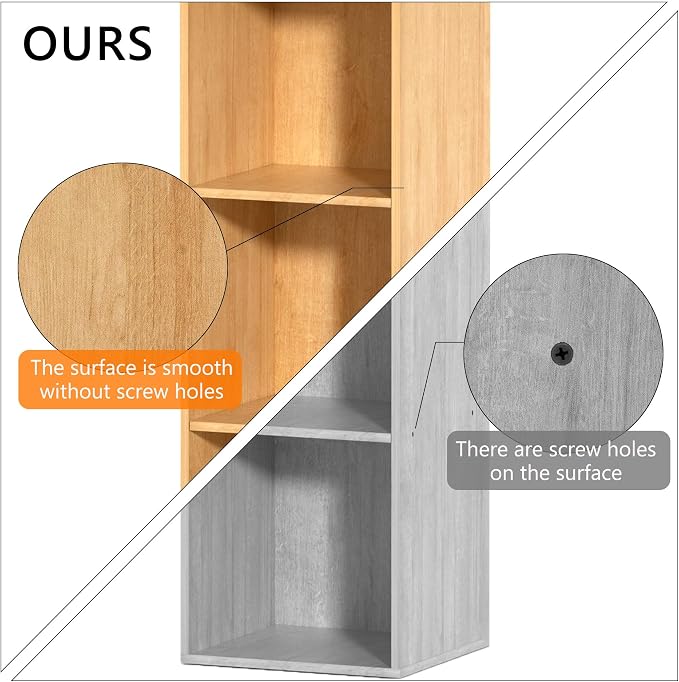 6 Cube Storage Organizer, 6 Tier Vertical Cube Bookcase Freestanding Storage - Image 6