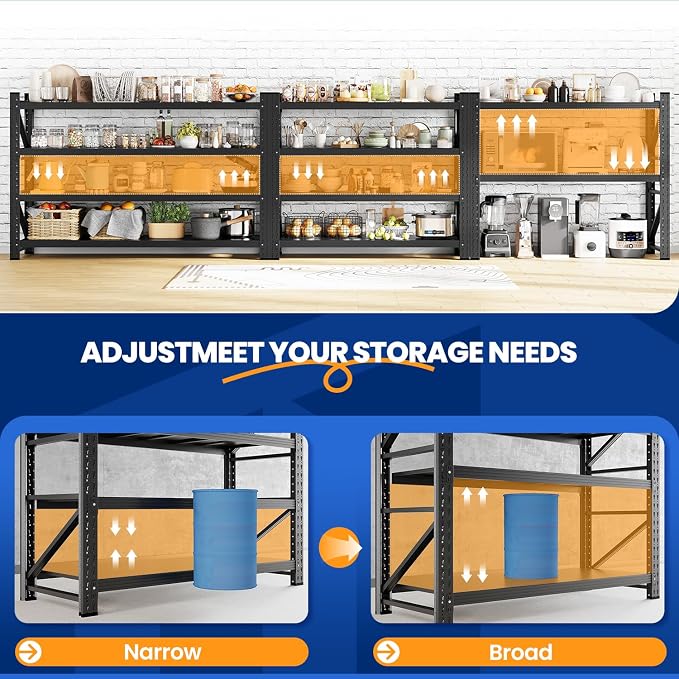 MIIIKO 75" W Storage Shelves, 8000LBS Metal Garage Storage Shelving, Heavy Duty - Image 6