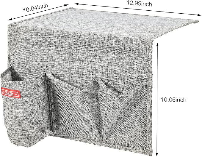 Linen 4 Pockets Bedside Caddy, Bedside Storage Organizer - Image 3