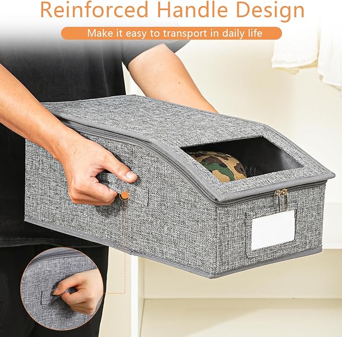 2 Pack Grey Hat Organizer for Baseball Cap, Hat Storage for Closet - Image 3