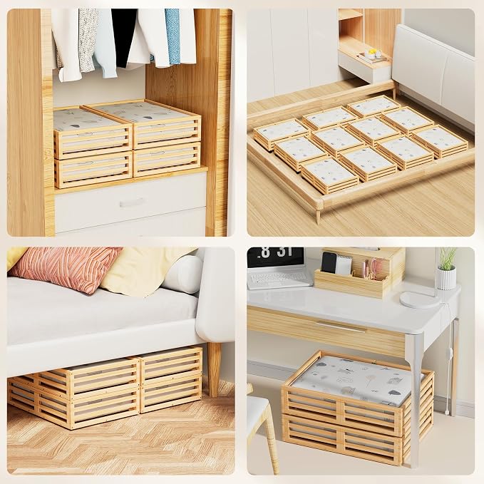 Under Bed Storage with Wheels-Large Bamboo Underbed storage Containers with - Image 8