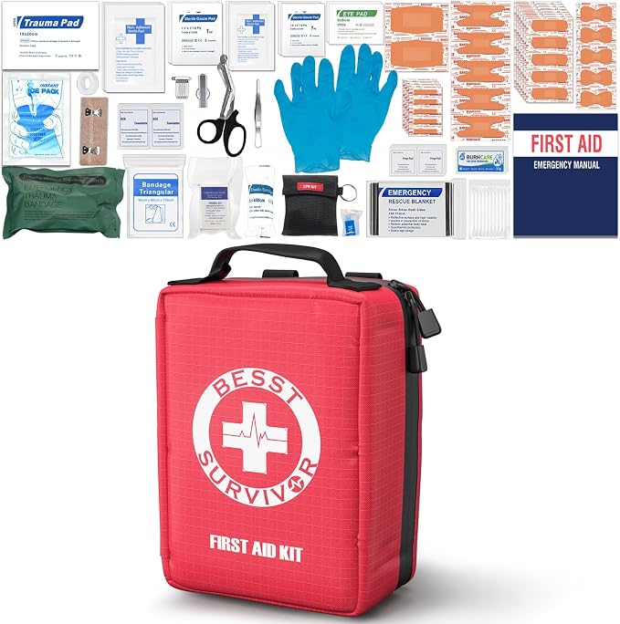 Premium First Aid Kit with Labelled Compartments, Waterproof & Organized Molle by BesstSurvivor