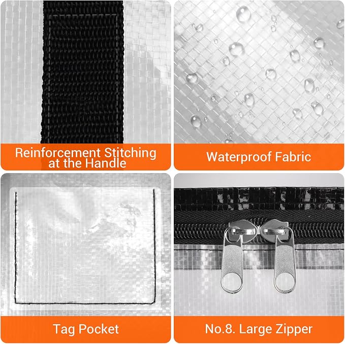 BlissTotes 2-Pack Heavy Duty Extra Large Clear Moving Bags, Reinforced Handles - Image 3