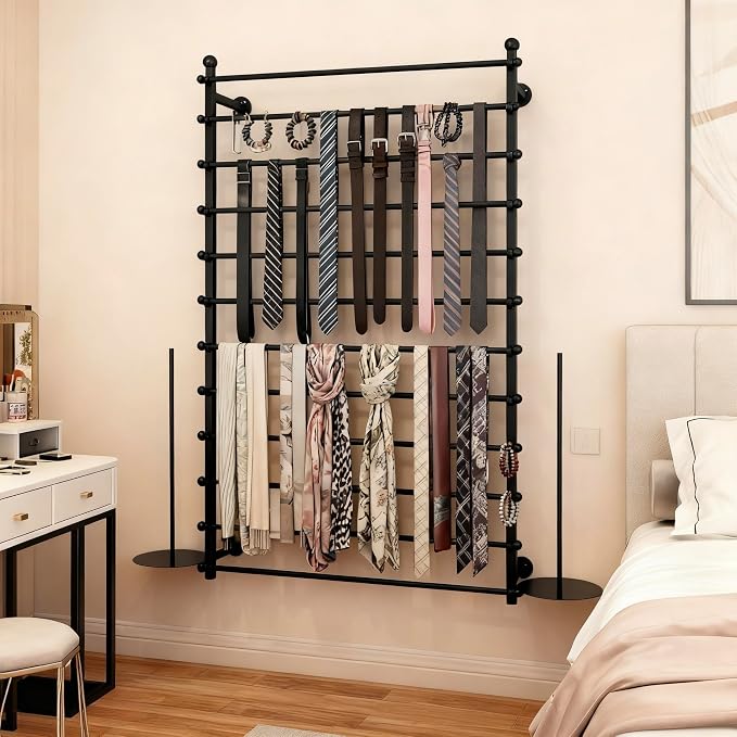 12 Layers 80cm Black Wall Display Stand Wrapping Paper Ribbon Organizer Tie - Image 7