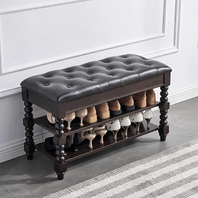 LEILISI Shoe Bench, Wood Storage Bench by LEILISI