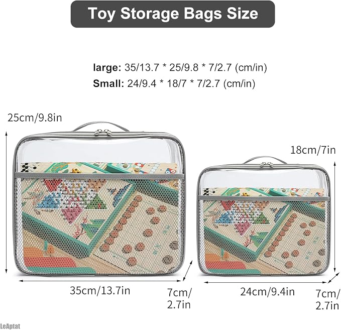 4 Pack Clear PVC Zippered Toy Storage Bags - Image 3