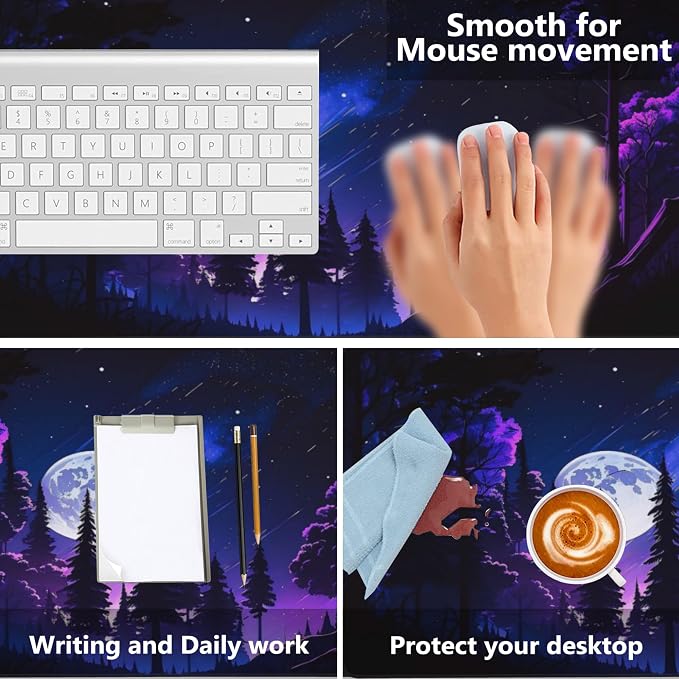 Gaming Mouse Mat Moon and Forest Large Mouse Pad Extended Mouse Pad Desk Mat - Image 4