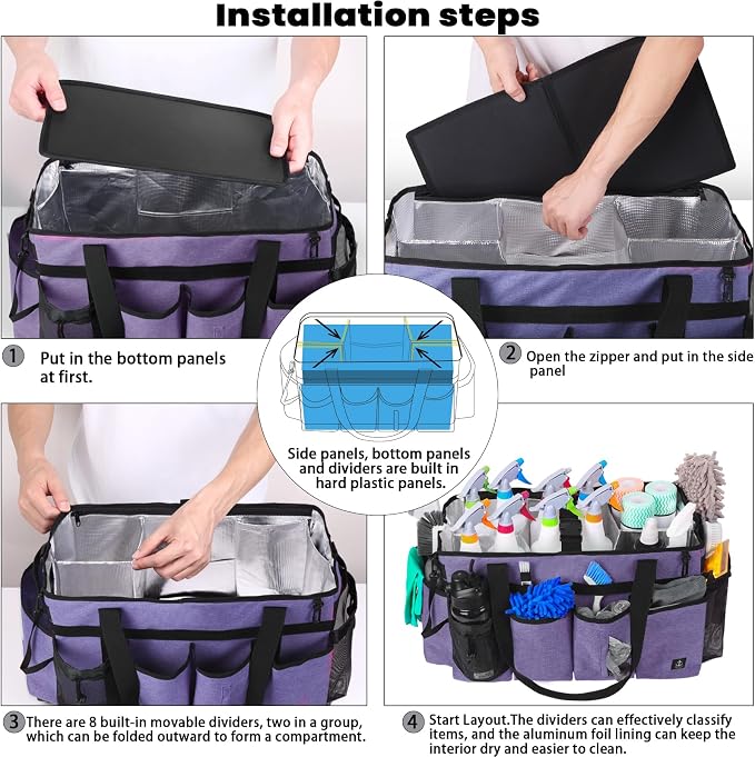 Extra large Cleaning Caddy Bag Built-in Sturdy Support Board, Cleaning Organizer - Image 7