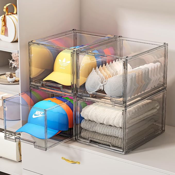 2 Pack Hat Organizer Box for Baseball Caps Organizer, Hat Organizer Box - Image 3