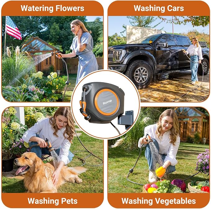 Ruvup Retractable Garden Hose Reel, 1/2in x 150ft Water Hose Reel - Image 6