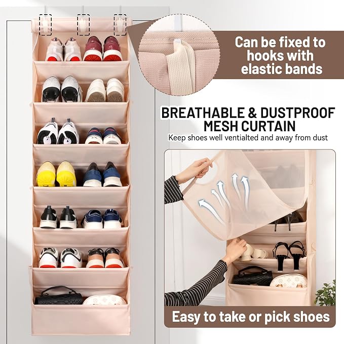 7 Tier Over The Door Shoe Organizer, Hanging Shoe Rack - Image 4