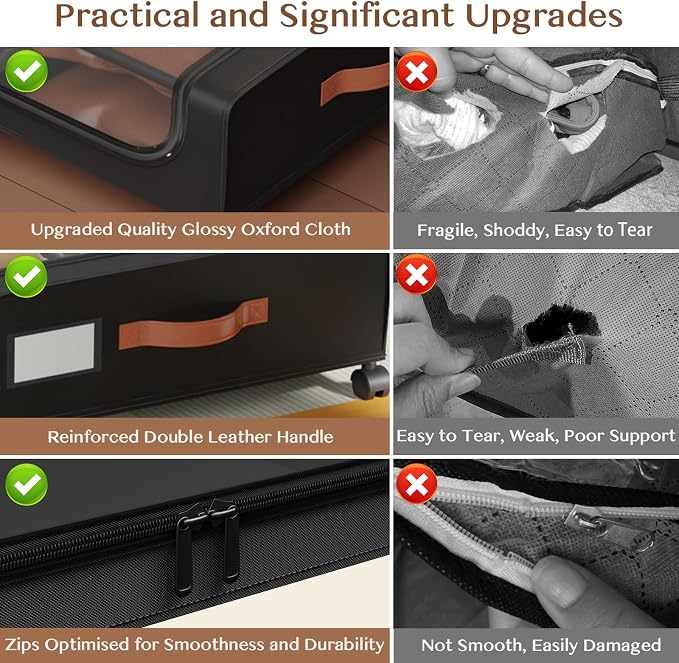 Under Bed Storage with Wheels, UnderBed Storage Containers with Clear Lid and - Image 2