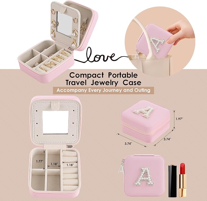 Birthday Gifts For Women, Initial Jewelry Box, Travel Jewelry Case, Gifts for - Image 4
