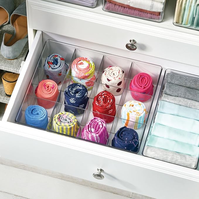 mDesign Plastic 12 Compartment Divided Drawer and Closet Storage Bin - Image 2