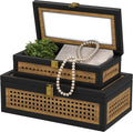 Rattan Decorative Box, Boho Display Boxes by Unknown