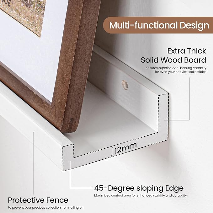 Picture Ledge Shelf, Floating Shelves Set of 2, 36 Inches Solid Wood Nursery - Image 4