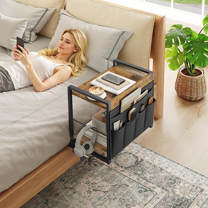 2-Tier Bedside Shelf, Bed Tray Shelf - Image 9