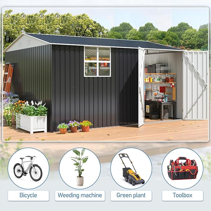 10x12 FT Outdoor Metal Storage Shed - Image 3