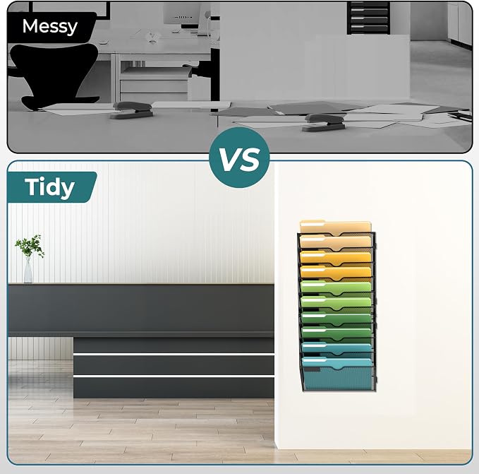 SUPEASY 10-Tier Wall File Organizer Mesh Office Mail Holder, Hanging Wall - Image 5
