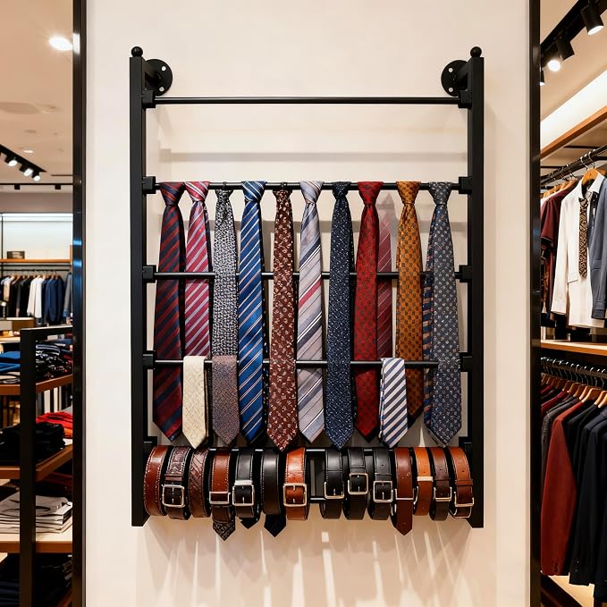 5 Tiers Display Tie & Scarf Rack, Wall Mounted Ribbon Rack Organizer Holder - Image 5