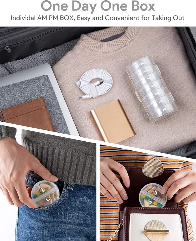 TookMag Pill Organizer 2 Times a Day, Travel Medicine Pill Organizer, Weekly AM - Image 5