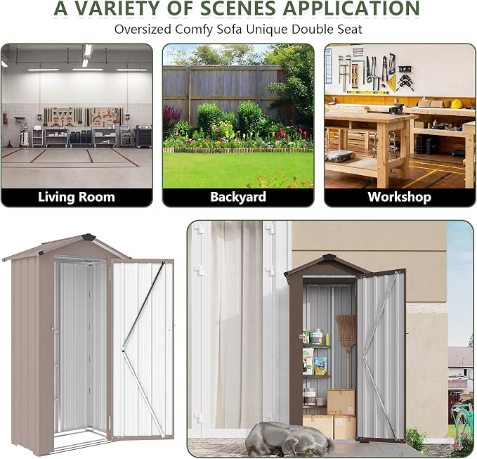 2.5x1.4 FT Mini Outdoor Storage Shed, Plastic Shed - Image 5
