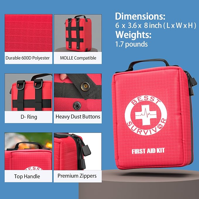 Premium First Aid Kit with Labelled Compartments, Waterproof & Organized Molle - Image 5
