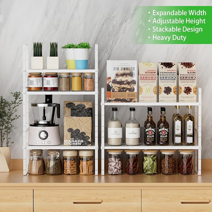 Expandable Cabinet Storage Shelf Stackable Organizer Rack - Image 5