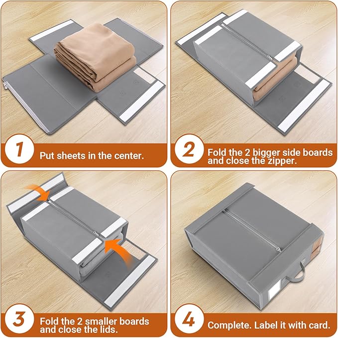 6 Pack Bed Sheet Closet Organizers and Storage, Sturdy Foldable Storage - Image 4