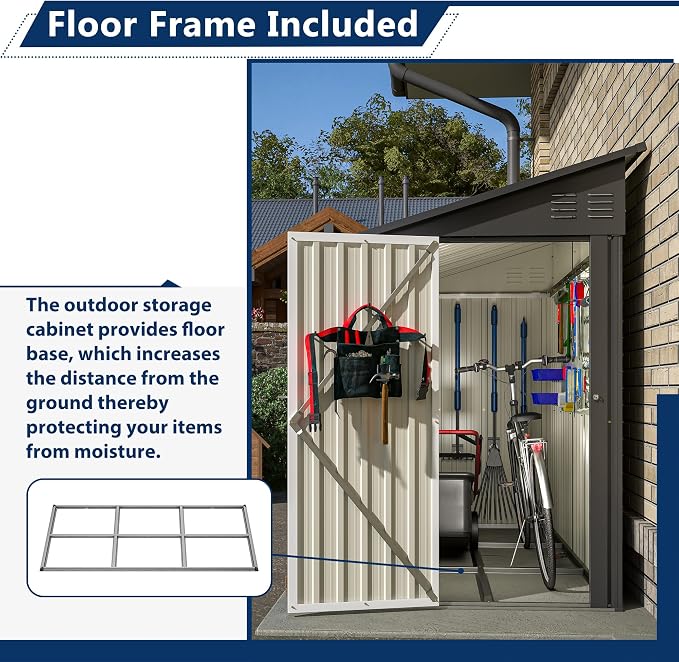 Outdoor Metal Storage Shed 4 x 8 ft, Garden Shed Lean to shed - Image 4