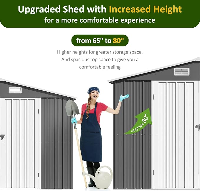 10x12 FT Outdoor Storage Shed, Metal Garden Tool Shed - Image 4