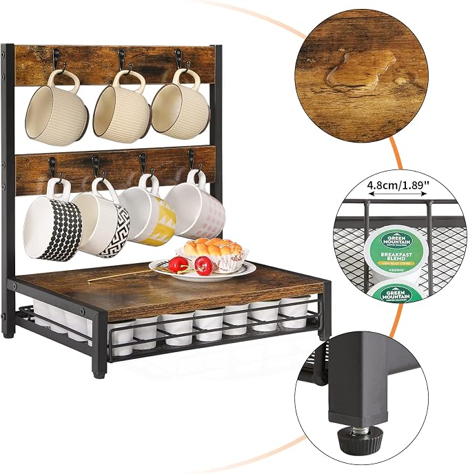 IBUYKE Coffee Pod Drawer, Rustic Coffee Mug Holder - Image 6