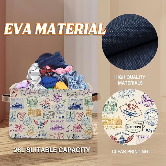 Rectangle Cruise Ship Nursery Storage Basket, Collapsible Storage Box Bin - Image 3
