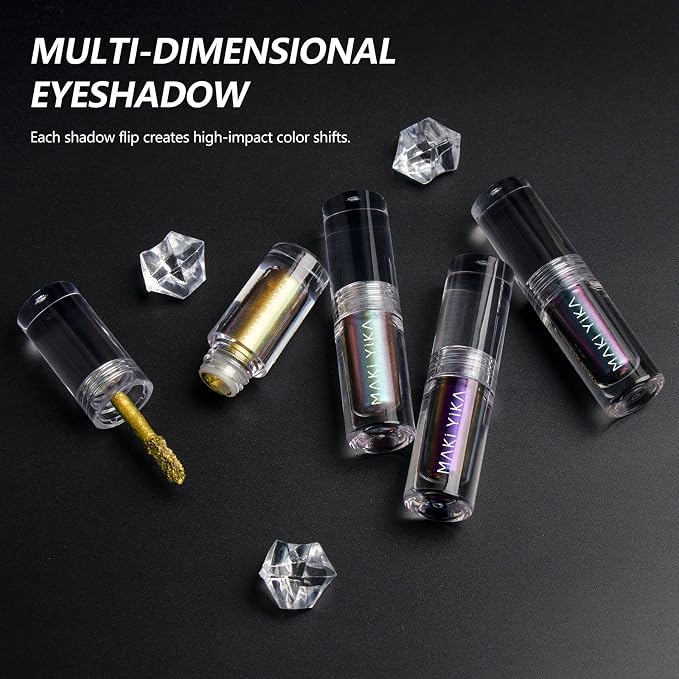MAKI YIKA Glitter Eyeshadow Silver Multichrome Eyeshadows Long Lasting - Image 7