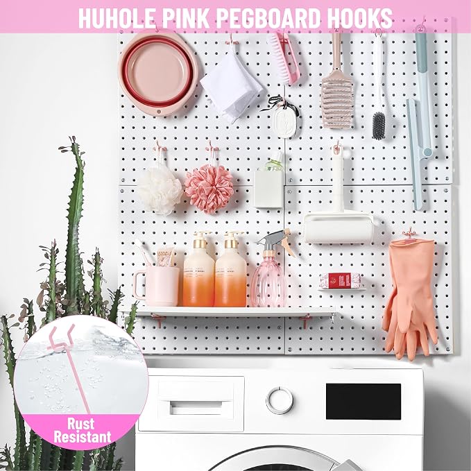 HUHOLE Pegboard Hooks 4 Inch 50PC, Fit 1/4" or 1/8" Pegboard, Ideal Peg Board - Image 6