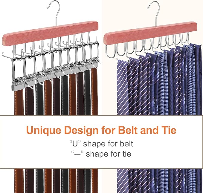 TOPIA HANGER Cedar 2 in 1 Belt Tie Hanger - Image 3