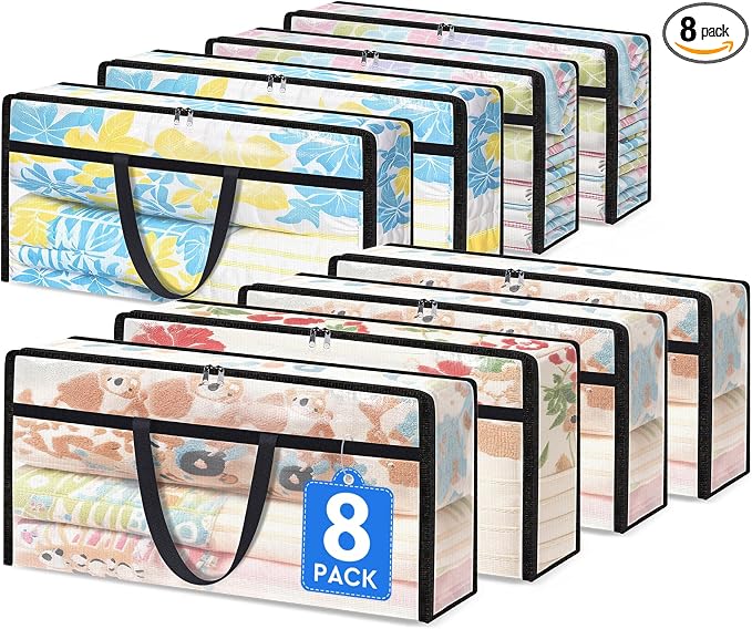 8 Pack Long Clear Storage Bags for Comforter, Clothes & Bedding, Plastic by Unknown