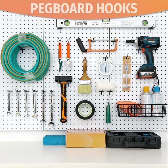 HUHOLE Pegboard Hooks 4 Inch 50PC, Fit 1/4" or 1/8" Pegboard, Ideal Peg Board - Image 7