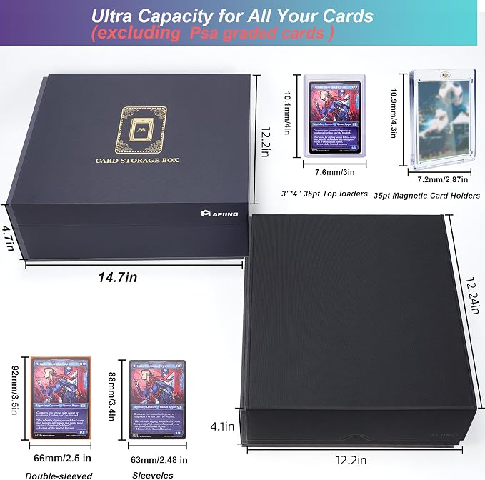 AFIING Trading Card Storage Box 6000+ Capacity – DIY Toploader Case w/ 24 - Image 6
